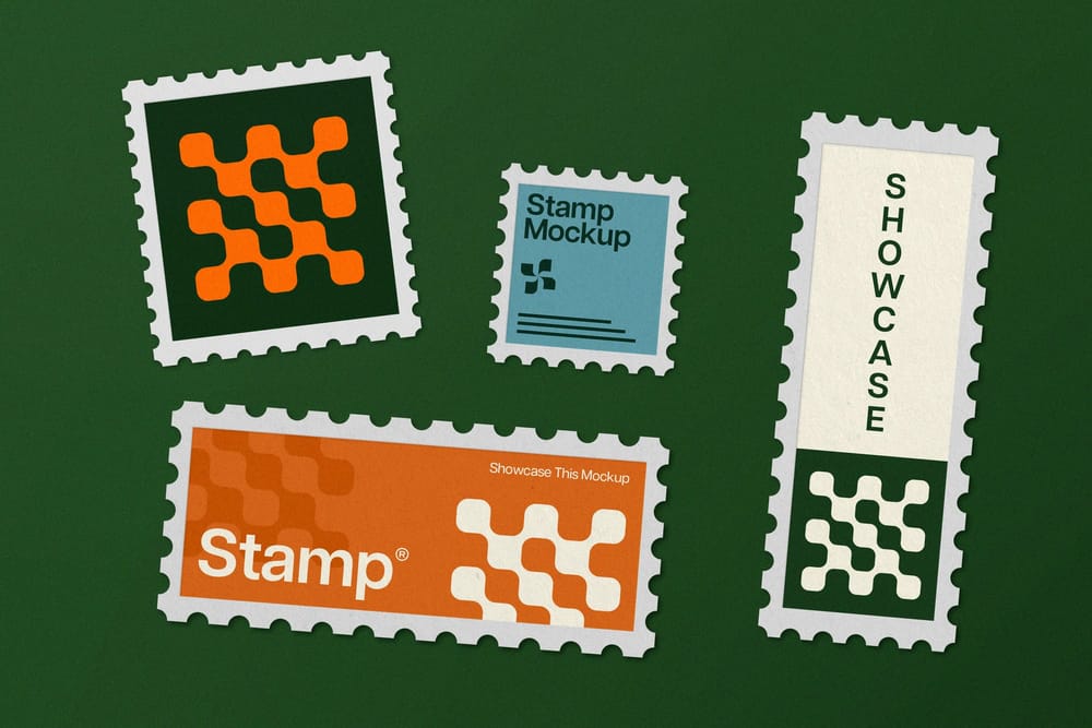Modern Postage Stamp Mockup Set
