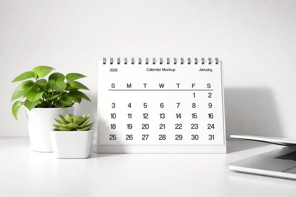 Modern Desk Calendar Mockup