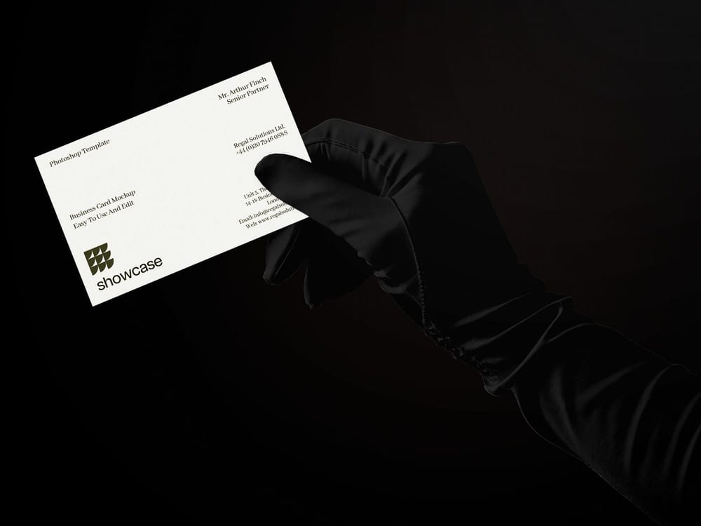 Gloved Hand Business Card Mockup