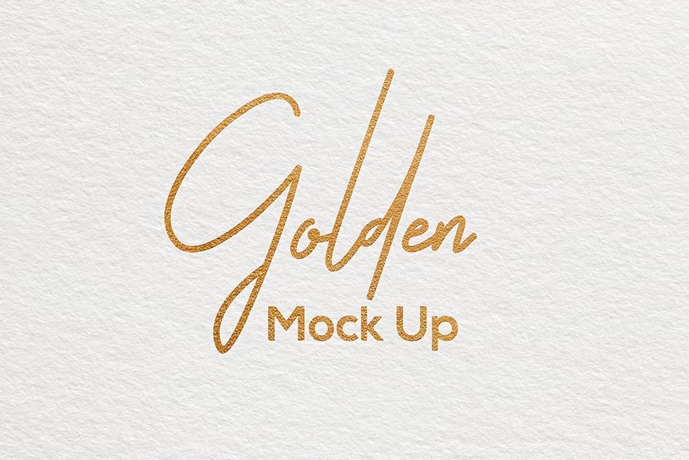 Golden Gold Paper Logo Mockup