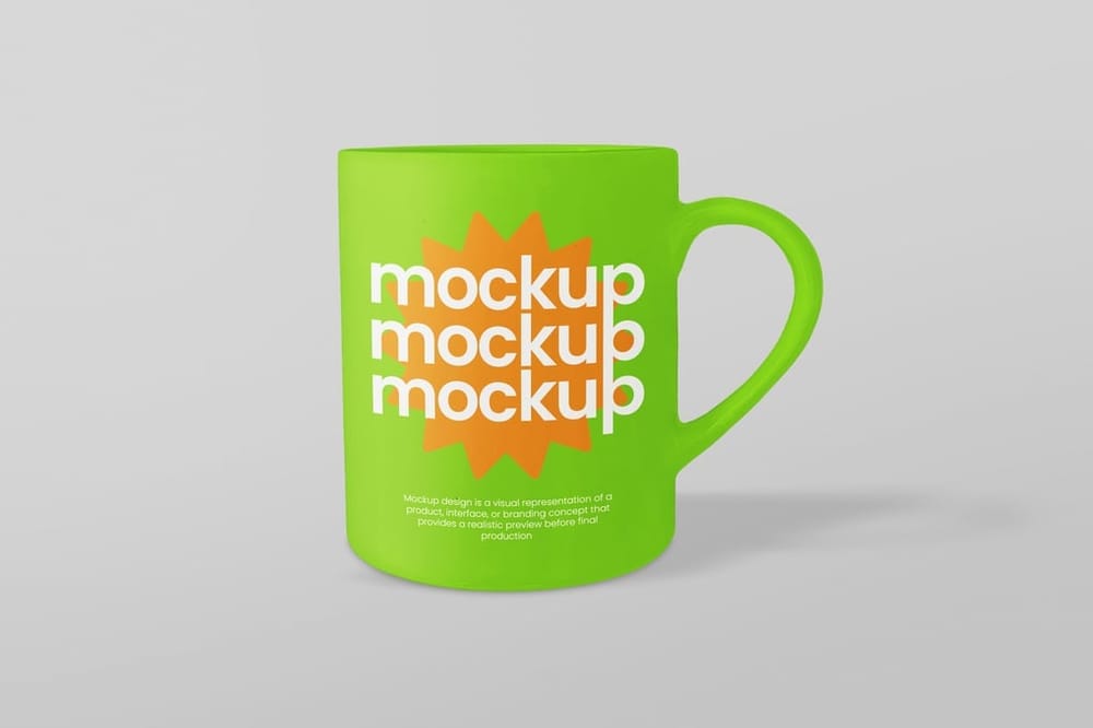Green Ceramic Mug Mockup with Bold Design