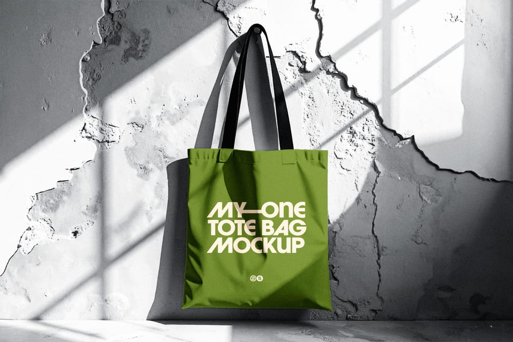 Hanging Tote Bag Mockup with Black Strap