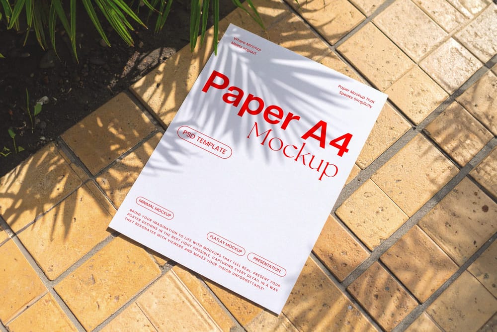 Paper Mockup On a Tiled Pavement