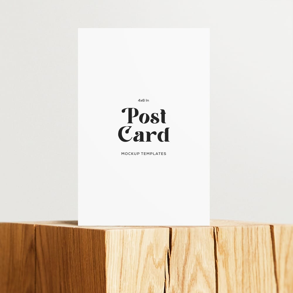 Postcard Mockup on Wood