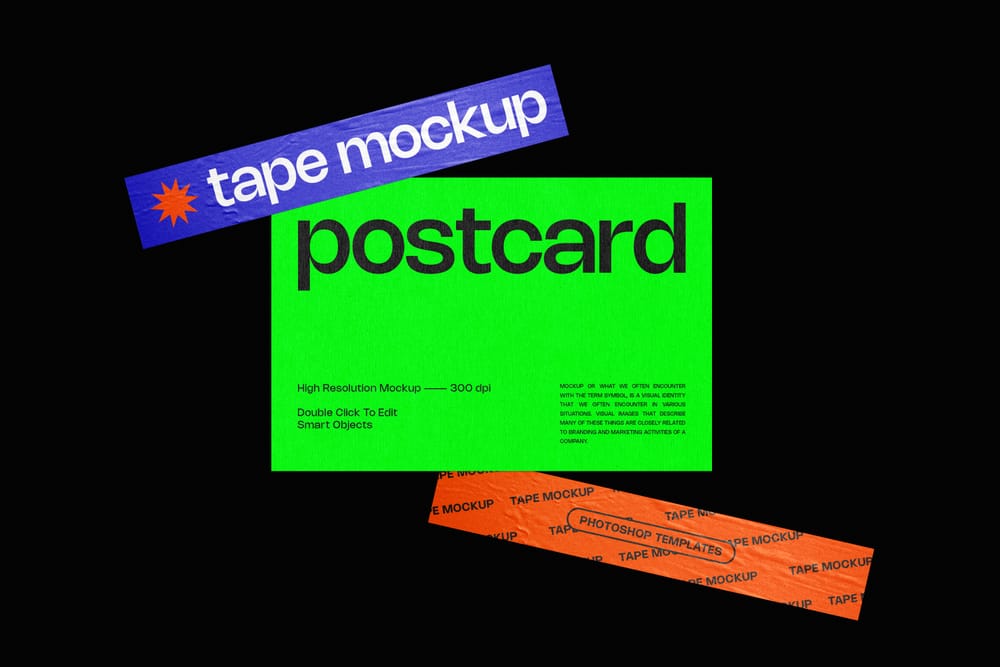 Postcard and Tape Mockup