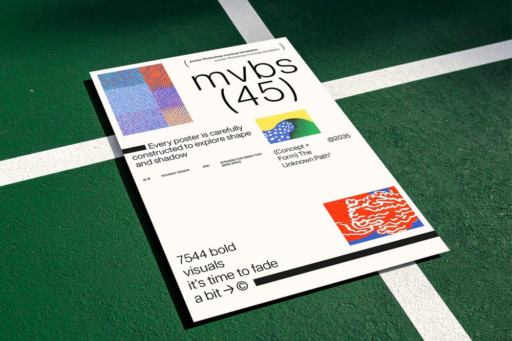 Poster Mockup on Tennis Court Surface