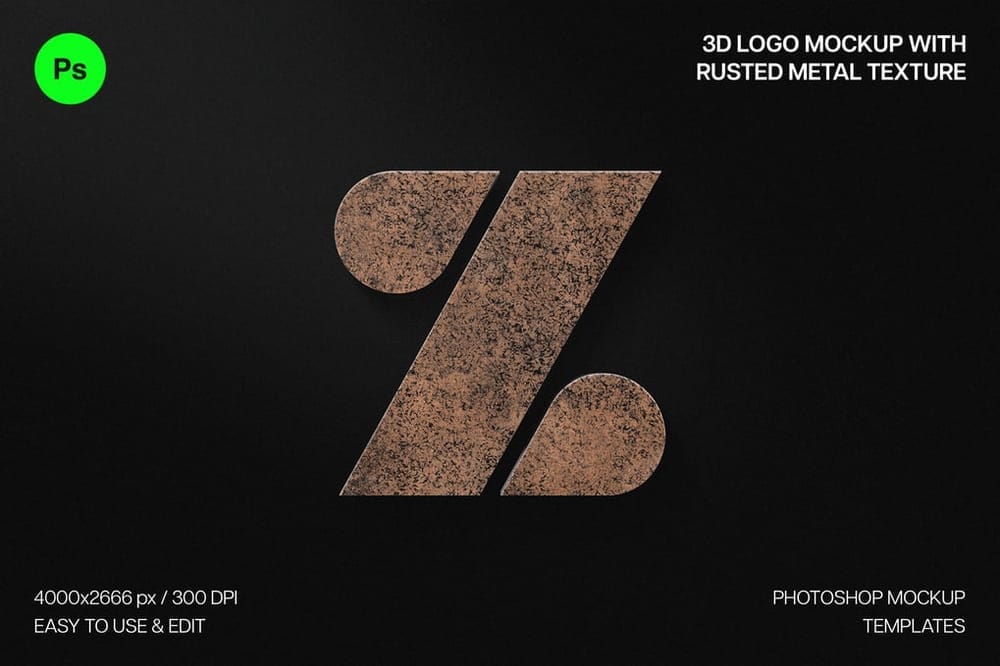 Rusted Metal Logo Mockup