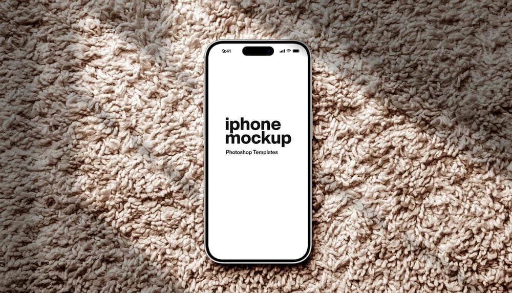 iPhone 15 Pro Mockup On Wool Carpet