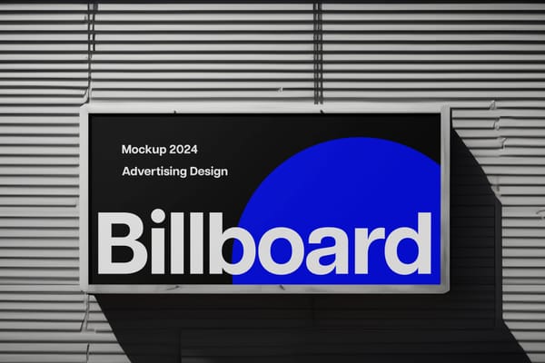 Advertising Long Billboard Banner Mockup with Real Shadow