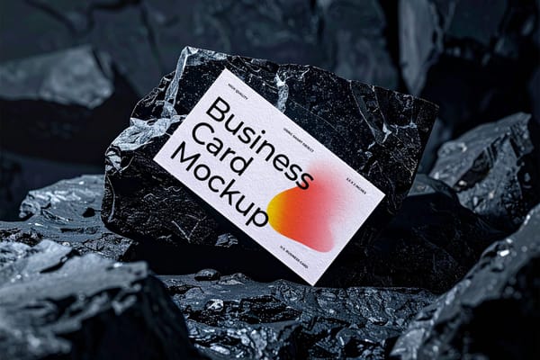 Business Card Mockup on Dark Stone
