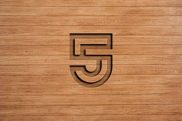 Carved Logo Mockup on Wooden Surface