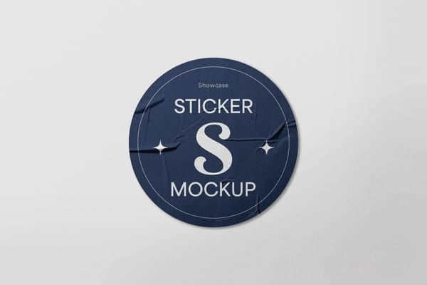 Classic Navy Round Sticker Mockup
