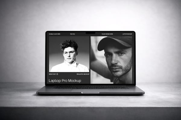 Clean Workspace Laptop Mockup