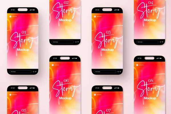 Gradient Instagram Story UI Mockup Isometrics