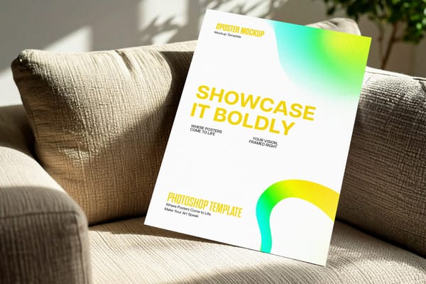 Poster Mockup in Sunlit Living Room with Sofa