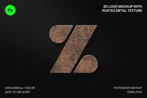 Rusted Metal Logo Mockup