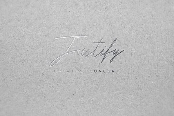 Silver Minimal Justify Paper Logo Mockup