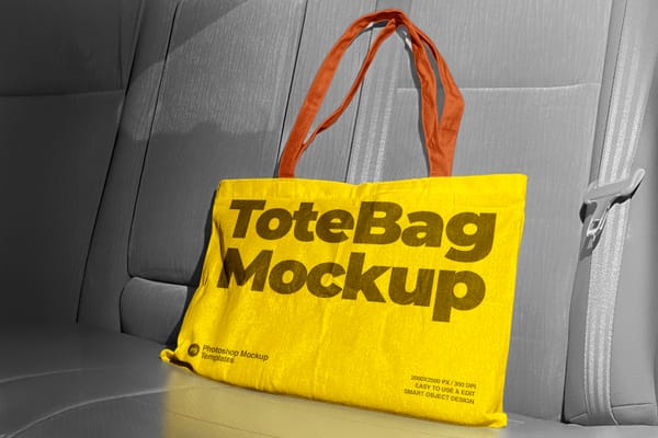 Totebag On a Car Seat Mockup
