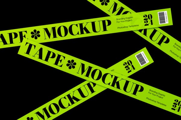 Transparent Green Neon Tape Mockup