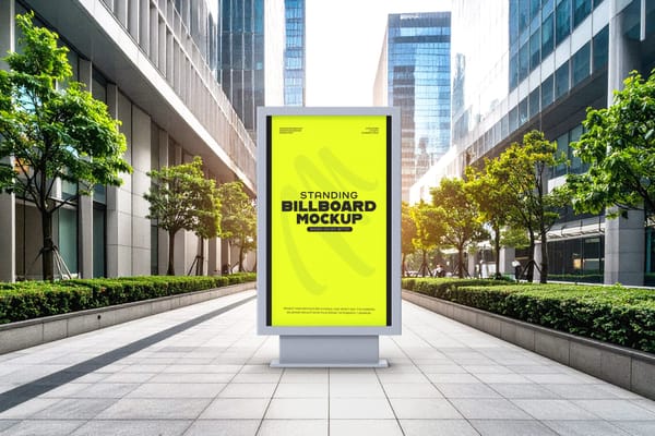 Urban Standing Billboard Mockup