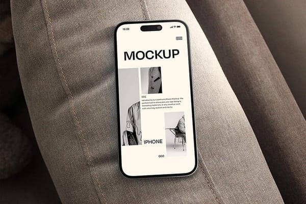 iPhone Mockup On Brown Sofa